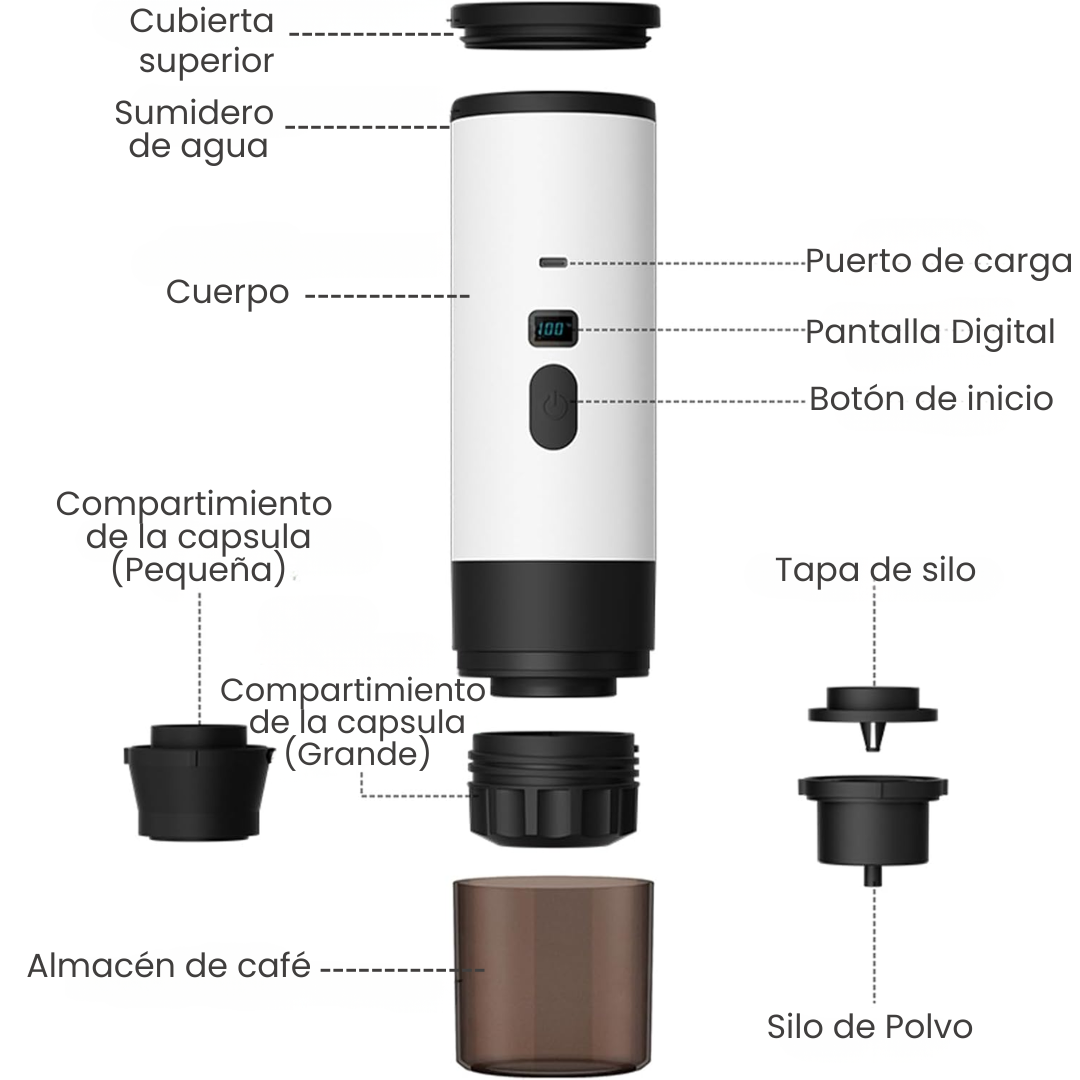 Piccolle™ Cafetera portátil con pantalla digital